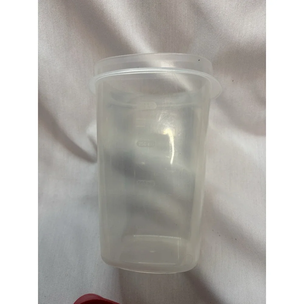 Rubbermaid Storage Container Set 1.2L Rectangular Clear/Red Snap Lid 2pcs